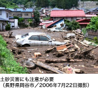 土砂災害にも注意が必要（長野県岡谷市／2006年7月22日撮影）