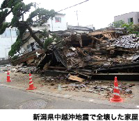 新潟県中越沖地震で全壊した家屋