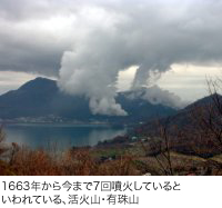 1663年から今まで7回噴火しているといわれている、活火山・有珠山。北海道にあり、洞爺湖の南に位置する。