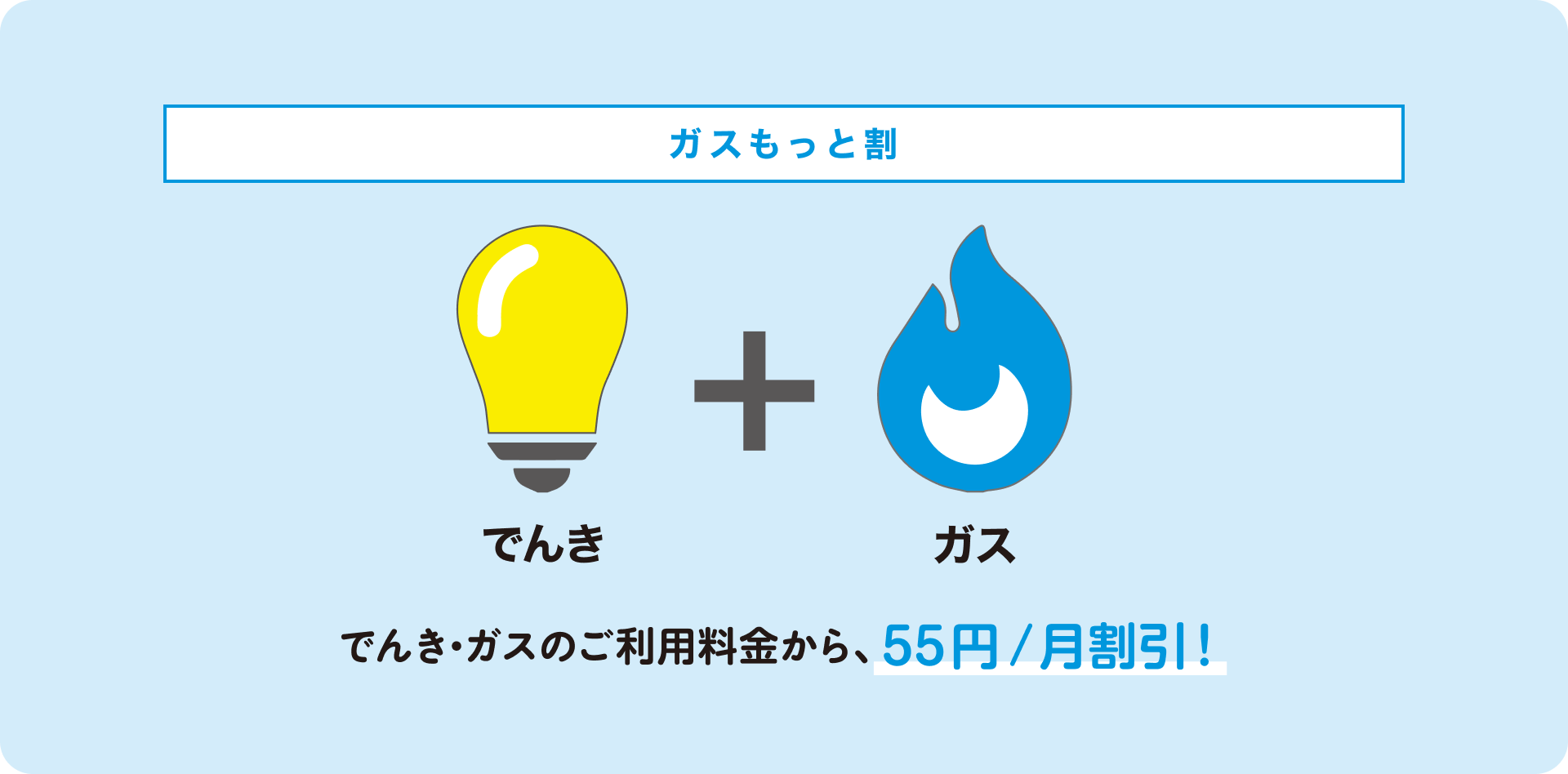 ガスもっと割 でんき・ガスのご利用料金から、55円/月割引！